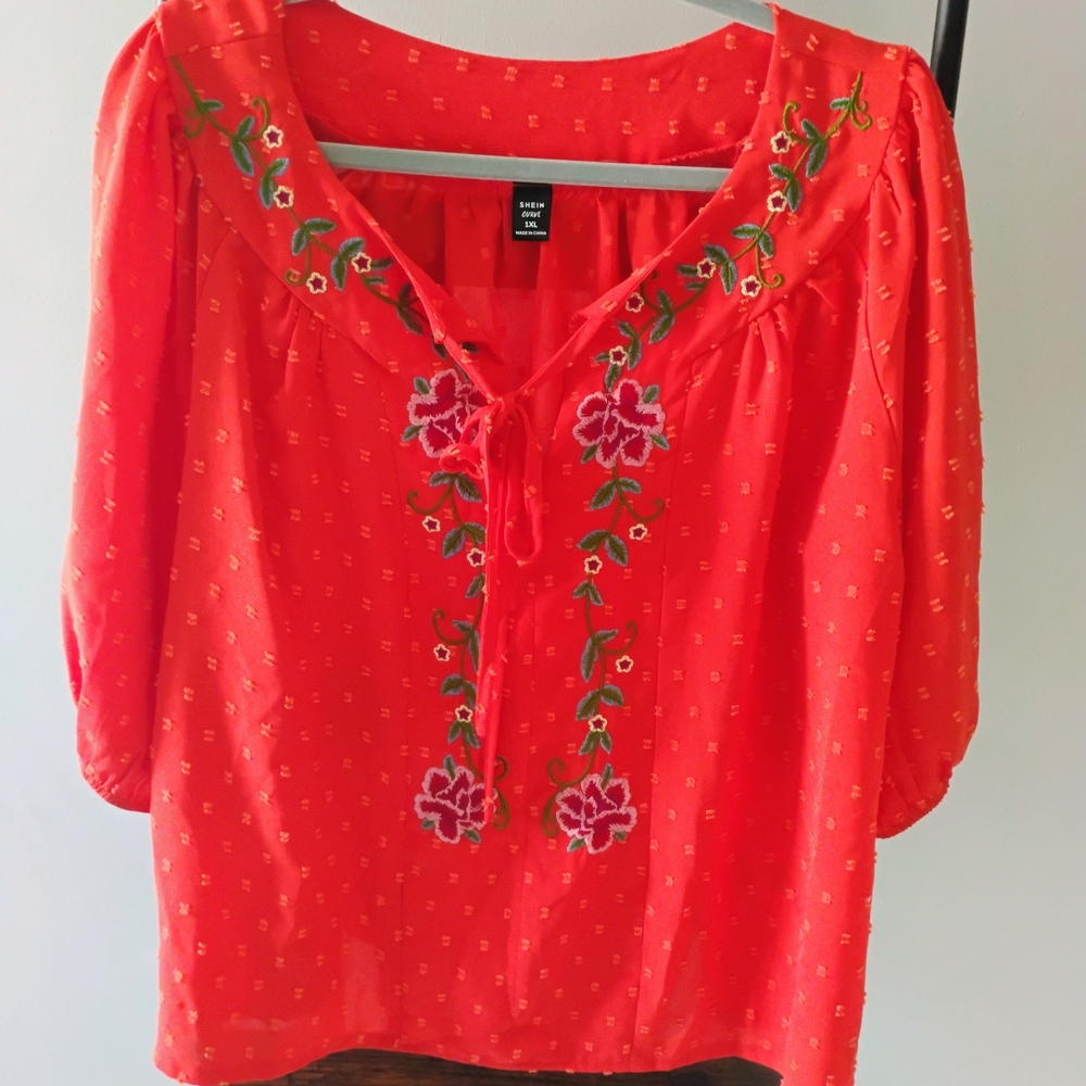 SHEIN Floral Embroidered Blouse